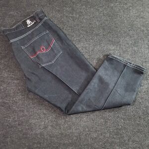 Vintage Y2K Red Ape Jeans Men's 46 Black Denim Baggy‎ Skater Tiger Patch